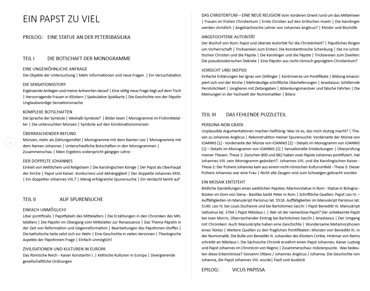 inhaltsverzeichnis mit untertiteln